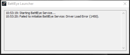 Failed To Initialize Battleye Service Driver Load Error 1450 Idc Games Support